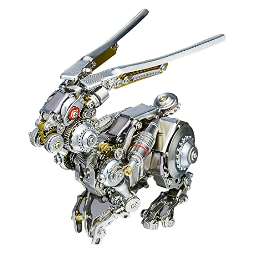 Spicyfy 3D Metall Puzzle Tiere, 5 Std. DIY Montage Mechanisches Kaninchen 3D Mecrob Modell Steampunk Bausatz mit Werkzeug, Schreibtisch-Dekoration Geschenk für Kinder Erwachsene (500+ Stück) von Spicyfy