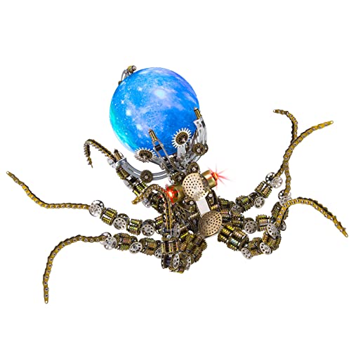 Spicyfy 3D Metall Puzzle Tiere, 6-10 Std. DIY Montage Oktopus-Klammer 3D Mecrob Modell Steampunk Bausatz mit Werkzeug, Schreibtisch-Dekoration Geschenk für Kinder Erwachsene (2400+ Stück) von Spicyfy