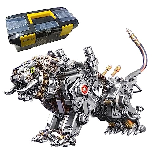 Spicyfy 3D Metall Puzzle Tiere, 6-8 Std. DIY Montage Bengalischer Tiger 3D Mecrob Modell Steampunk Bausatz mit Werkzeug, Schreibtisch-Dekoration Geschenk für Kinder Erwachsene (700+ Stück) von Spicyfy