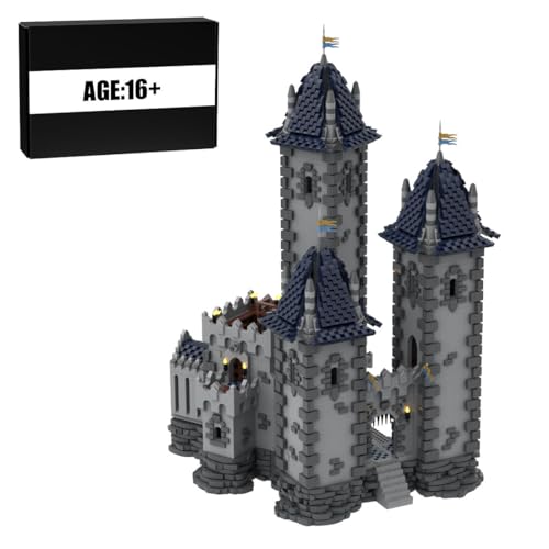 SpicyfyToy Mittelalterliche Burg Modell, 10325 Stück Klemmbausteine Mittelalterliches Dreitürmige Burg Gebäude Bauklötze Set für Erwachsene, MOC-176290 von SpicyfyToy