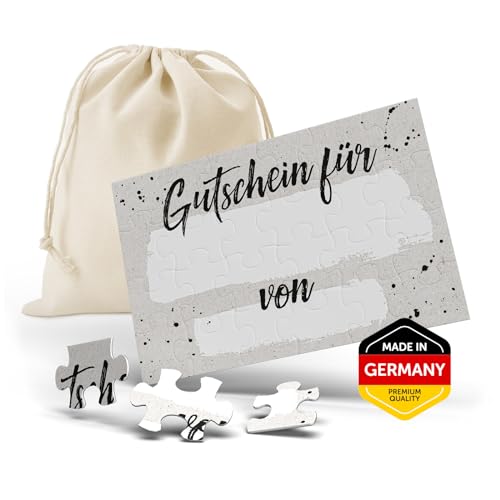 Gutschein Puzzle 24-teilig, personalisierte Geschenke Idee, Geburtstagsgeschenk, Gutschein zum selber ausfüllen, Gutscheinkarte zum Selbstausfüllen, mit Baumwoll-Säckchen, Gutschein Weihnachten von Spicyshirts