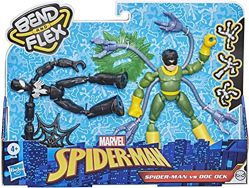 Spiderman F0239 Marvel Spider-Man Bend and Flex Black Suit Spider-Man gegen Doc Ock Action-Figuren, 15 cm große biegbare Figuren, für Kids ab 4 Jahren von SPIDER-MAN