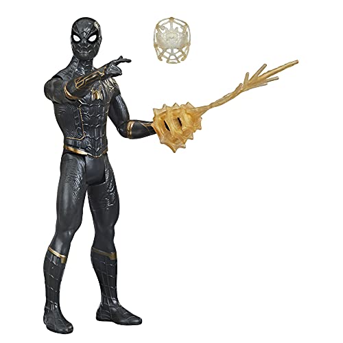 Spider-Man Marvel Mystery Web Gear 15 cm schwarzer und Goldener Anzug, 1 Mystery Web Gear Armor Zubehör und 1 Charakter-Zubehör, ab 4 Jahren von SPIDER-MAN