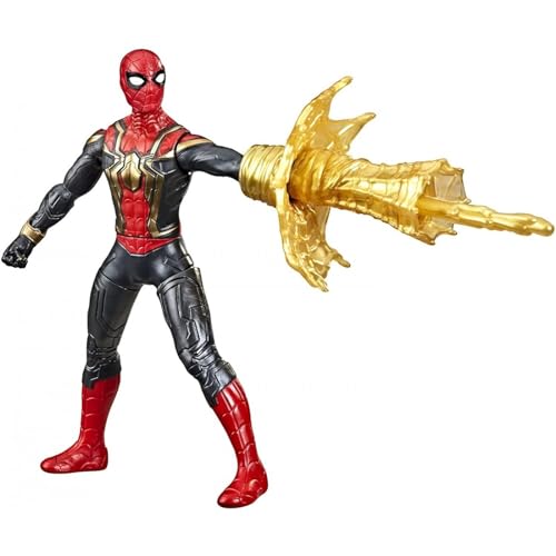 Spider-Man Marvel Deluxe Web Spin Actionfigur, Spielzeug mit Waffenangriff, Quetschbeine, ab 4 Jahren, 15 cm von SPIDER-MAN