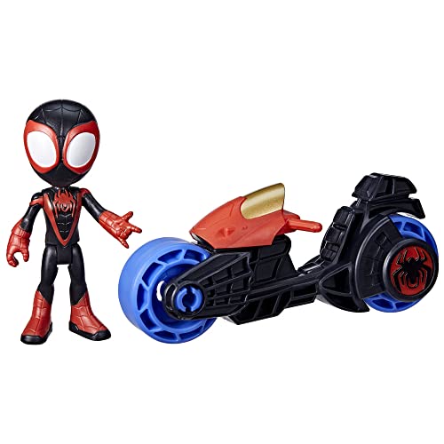 Marvel Spidey and His Amazing Friends Miles Morales Figur mit Motorrad, Spielzeug für Jungs und Mädchen ab 3 Jahren von Spidey and his Amazing Friends