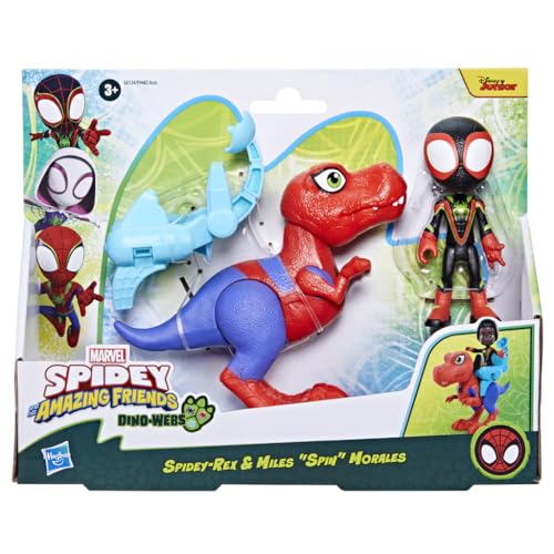 Marvel Spidey und Seine Super-Freunde Dino-Webs Spidey-Rex & Miles „Spin“ Morales Spider-Man Action-Figurenset von Spidey and his Amazing Friends