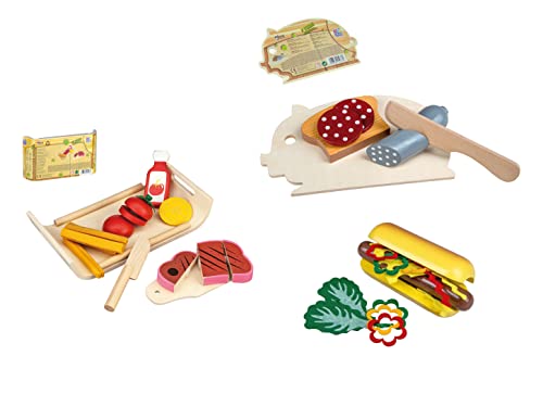 Lebensmittel Set aus Holz für Spielküche schneidbar Wurst Hot Dog Pommes UVM von Spiel AG