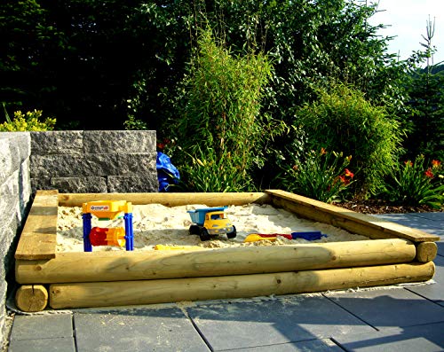 XXL Sandkasten nach Maß cm-Genau nach Wunsch Rundholz Ø12cm Holz in verschiedenen Größen (175cm x 175cm) von Spiel&Garten