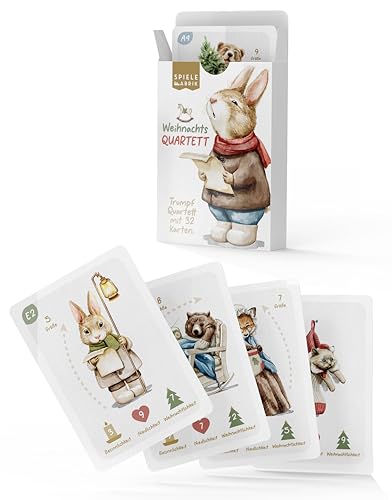 Spielefabrik Weihnachts-Quartett Das Spiel zu Weihnachten für die ganze Familie als Nikolaus Geschenk, Wichteln, Kleinigkeit Adventskalender Kinder, Kinder und Familien von Spielefabrik