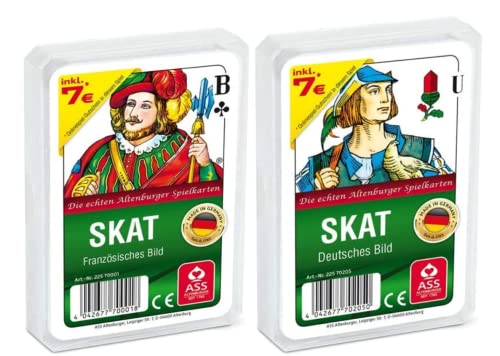 Spielkartenfabrik Altenburg 2er Set aus Skat Französisches Bild und Skat Deutsches Bild Kornblume Kartenspiel im Kunststoffetui von Spielkartenfabrik Altenburg