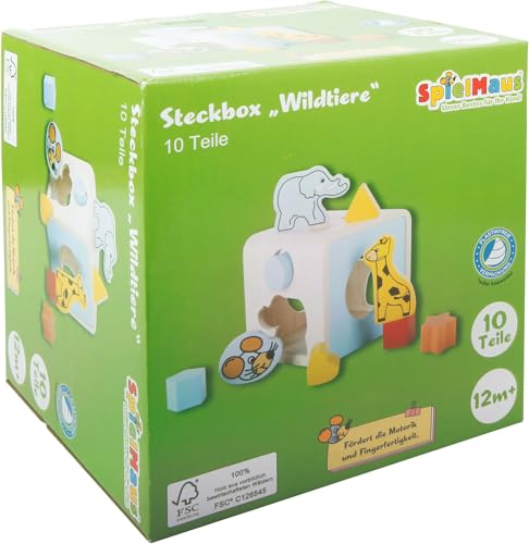 SpielMaus Holz Steckbox Wildtiere, 9 Teile von Spielmaus