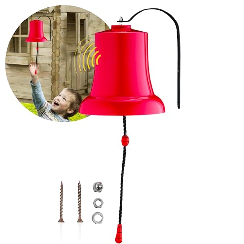 Spielturmking® Schiffsglocke Felix - Wetterfestes Spielturm Zubehör - Mit echtem Geräusch Dank Metallglocke, Glocke für Spielturm, Stabile Metallhalterung, Spielturm Glocke, Spielplatz Outdoor (Rot) von Spielturmking