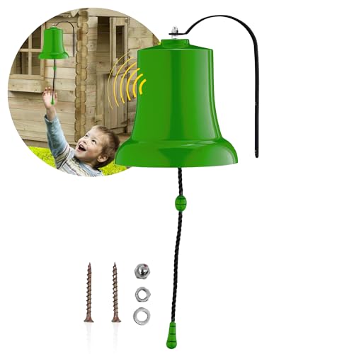 Spielturmking® Schiffsglocke Felix - Wetterfestes Spielturm Zubehör - Mit echtem Geräusch Dank Metallglocke, Glocke für Spielturm, Stabile Metallhalterung, Spielturm Glocke, Spielplatz Outdoor (Grün) von Spielturmking