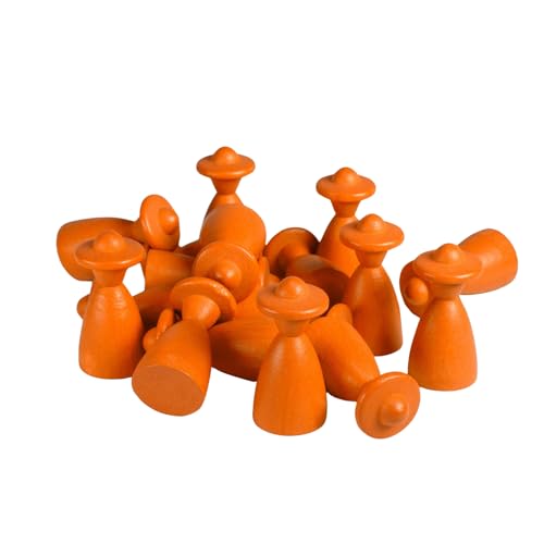 Spieltz 100 orange Spielfiguren Personen mit Hut 13/26 mm - Halmakegel aus Holz für Brettspiele, Made in Germany, viele Farben verfügbar, (Orange, 100 Stück) von Spieltz