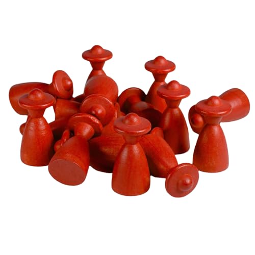 Spieltz 100 rote Spielfiguren Personen mit Hut 13/26 mm - Halmakegel aus Holz für Brettspiele, Made in Germany, viele Farben verfügbar, (Rot, 100 Stück) von Spieltz