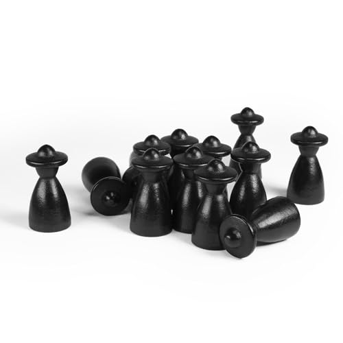 Spieltz 50 Schwarze Spielfiguren Personen mit Hut 13/26 mm - Halmakegel aus Holz für Brettspiele, Made in Germany, viele Farben verfügbar, (Schwarz, 50 Stück) von Spieltz