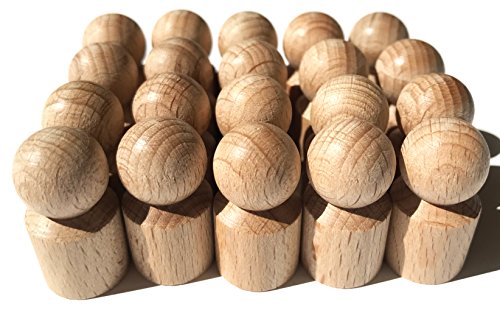 Spieltz 52412: 20 DIY Spielfiguren/Halmakegel aus Holz, roh, geschliffen, Nicht lackiert, zum Bemalen, produziert in Deutschland (Packungsgröße 20 Stück) von Spieltz