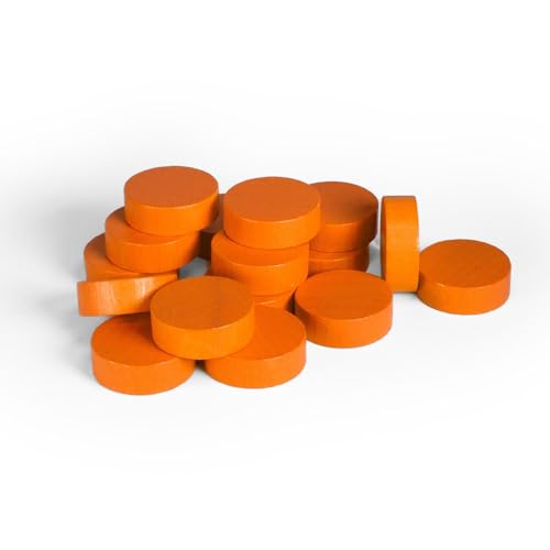 Spieltz Bunte Scheiben/Chips aus Holz für Brettspiele 21/7 mm. Dame-Steine, Zählsteine, Marker oder sonstige Spielsteine (Orange, 10 Stück) von Spieltz