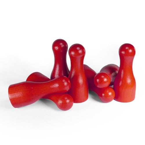 Spieltz Riesen Spielfiguren für XXL Brettspiele: Rote Halmakegel groß aus Holz, 25/60 mm. Flaschenkegel, gut zu greifen. Extra große Spielkegel (rot, 10 Stück) von Spieltz