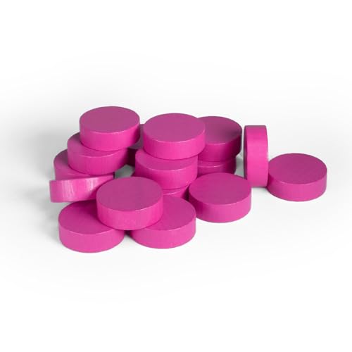 Spieltz Rosa Scheiben/Chips aus Holz für Brettspiele 21/7 mm, Made in Germany. Dame-Steine, Zählsteine, Marker oder sonstige Spielsteine (Rosa, 50 Stück) von Spieltz