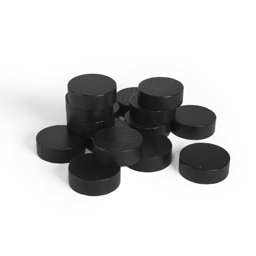 Spieltz Schwarze Holzscheiben/Chips aus Holz für Brettspiele 21/7 mm. Spielsteine als Dame-Steine, Mühle-Steine, Zählsteine etc. (Schwarz, 10 Stück) von Spieltz