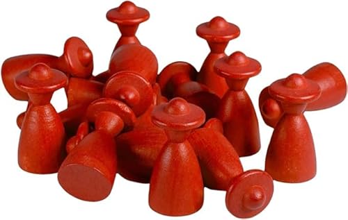 Spieltz Spielfiguren Personen mit Hut 13/26 mm - 50 rote Halmakegel aus Holz für Brettspiele, made in Germany, viele Farben verfügbar, (Rot, 50 Stück) von Spieltz