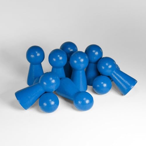 Spieltz Spielfiguren - große blau Halmakegel aus Holz, 19/40 mm (blau, 10 Stück), made in Germany von Spieltz