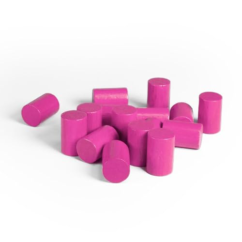 Spieltz Spielsteine aus Holz, Zylinder 10x15 mm, pink, Made in Germany, für Brettspiele oder zum Basteln (Pink/Rosa, 100 Stück) von Spieltz