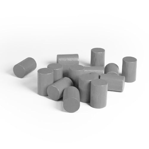 Spieltz graue Spielsteine aus Holz, Zylinder 10x15 mm, Brettspiele oder zum Basteln (Grau, 50 Stück) von Spieltz