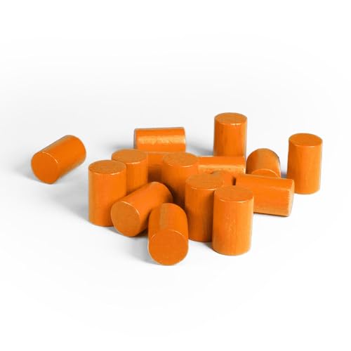 Spieltz orange Spielsteine aus Holz, Zylinder 10x15 mm, Brettspiele oder zum Basteln (Orange, 50 Stück) von Spieltz