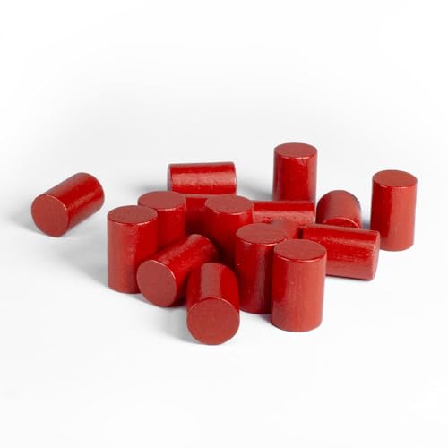 Spieltz rote Spielsteine aus Holz, Zylinder 10x15 mm, deutsche Produktion, für Brettspiele oder zum Basteln (Rot, 100 Stück) von Spieltz