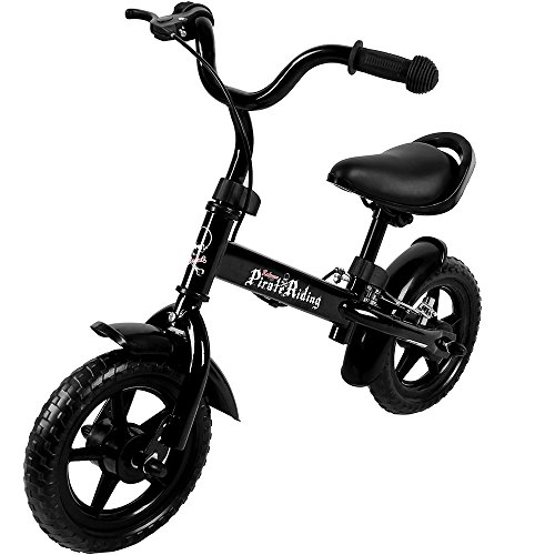 SPIELWERK® Laufrad ab 2 Jahre Bremse 10 Zoll Reifen Lenkrad Sattel Höhenverstellbar Kinder Balance Bike Lauflernrad Tragegriff Junge Mädchen Schwarz von Spielwerk