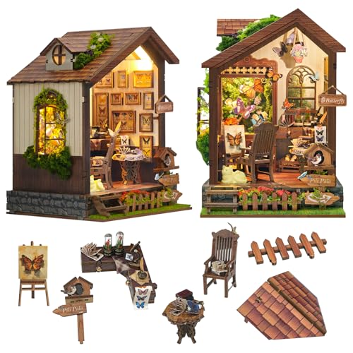 Spilay Book Nook Kit, DIY Puppenhaus Miniatur Haus Holz Möbel Kit mit LED Lichter, 3D-Holzpuzzle Buchstützen Dekoration, für Erwachsene Jugendliche Geschenk - (Haus der Schmetterlinge) - SQ60 Spilay Book Nook Kit, DIY Puppenhaus Miniatur Haus Holz Möbel Kit mit LED Lichter, 3D-Holzpuzzle Buchstützen Dekoration, für Erwachsene Jugendliche Geschenk - (Haus der Schmetterlinge) - SQ60 von Spilay