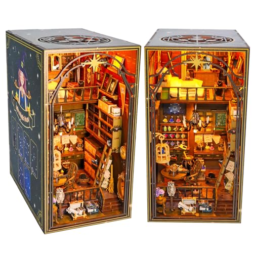 Spilay DIY Book Nook Kit, DIY Dollhouse Booknook Booknook Bookshelf Insert Decor Alley, Bookends Model Build-Creativity Kit with Music Box & LED for Teens and Adults Birthday M2231 von Spilay