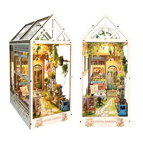 Spilay DIY Book Nook Kit, DIY Puppenhäuser Holz Miniatur Haus Möbel Kit Mit LED-Licht,3D Holzpuzzle Buchstütze Bücherregal Dekoration,Buchstützen Modell Build-Creativity Kit-(Sylvias Garten) SQ22 von Spilay