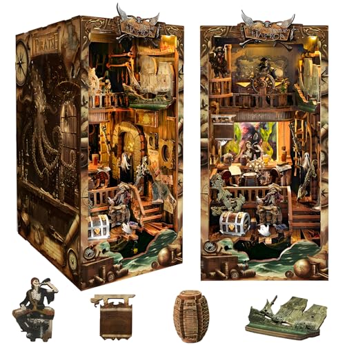 Spilay DIY Book Nook Kit, DIY Puppenhäuser Holz Miniatur Haus Möbel Kit Mit LED-Licht,3D Holzpuzzle Buchstütze Bücherregal Dekoration,Buchstützen Modell Build-Creativity Kit-SQ36 von Spilay