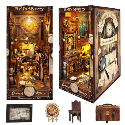 Spilay DIY Book Nook Kit, DIY Puppenhäuser Holz Miniatur Haus Möbel Kit Mit LED-Licht,Schutzhülle,3D Holzpuzzle Buchstütze Bücherregal Dekoration,Buchstützen Modell Build-Creativity Kit-SQ42 von Spilay