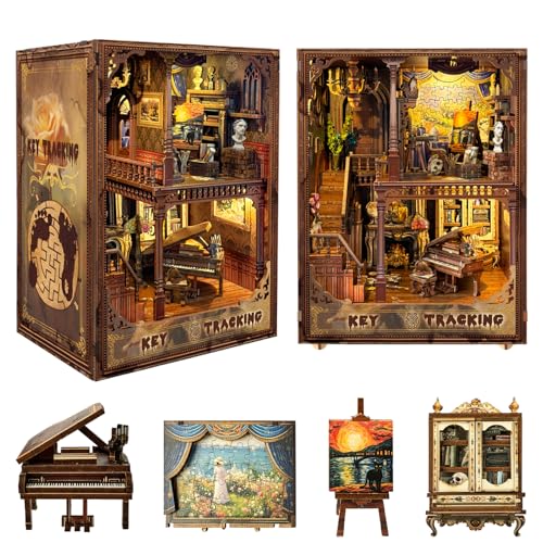 Spilay DIY Book Nook Kit,DIY Dollhouse Booknook Bookshelf Insert Decor Alley,Bookends Model Build kit with LED Light,Handmade Crafts Gifts for Birthday Christmas and Valentine's Day（SQ31） von Spilay