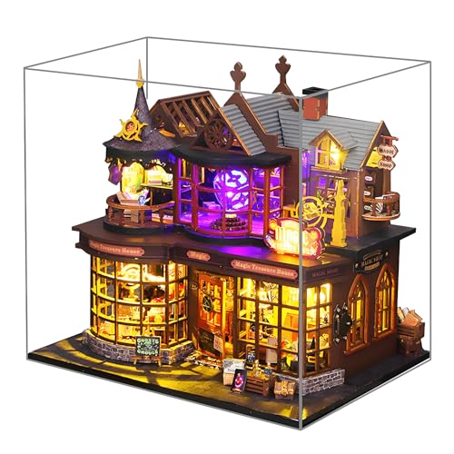 Spilay DIY Miniatur-Puppenhaus-Bausatz, Bausatz mit Holzmöbeln, staubdichte Abdeckung, Spieluhr und LED, handgemachte Kunst und Handwerk Geschenke für Geburtstag, Weihnachten und Valentinstag von Spilay