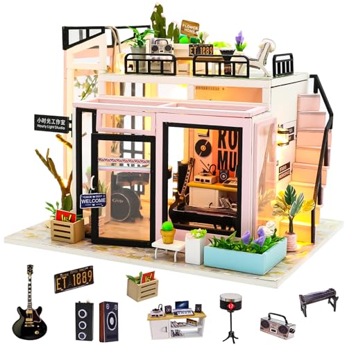 Spilay DIY Miniatur-Puppenhaus-Holzmöbel-Set, handgefertigtes Mini-modernes Modell plus mit Staubschutz und Spieluhr, Maßstab 1:24, kreatives Puppenhaus-Spielzeug für Kinderliebhaber, Geschenk Spilay DIY Miniatur-Puppenhaus-Holzmöbel-Set, handgefertigtes Mini-modernes Modell plus mit Staubschutz und Spieluhr, Maßstab 1:24, kreatives Puppenhaus-Spielzeug für Kinderliebhaber, Geschenk von Spilay