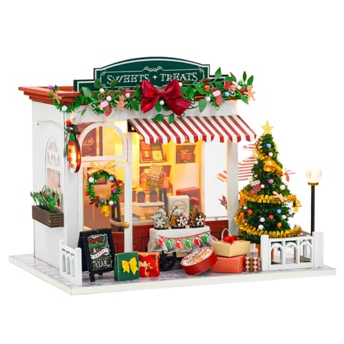 Spilay DIY Miniatur Puppenhaus Set mit Holzmöbeln und LED Musikbox Staubschutzhülle DIY Puppenhaus Set, handgemachte Handwerk Geschenke für Geburtstage, Weihnachten und Valentinstag-PC2319 von Spilay