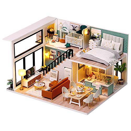 Spilay DIY Miniature Dollhouse Wooden Furniture Kit,Handmade Mini Modern Apartment Model with Dust Cover & Music Box,1:24 Scale Creative Dollhouse Toy for Teens Adult Gift (Comfortable Life) von Spilay