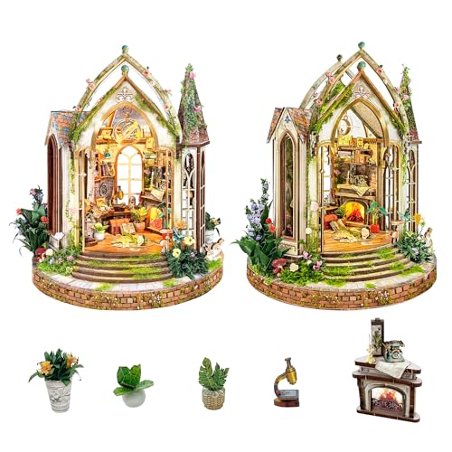 Spilay Book Nook Kit, DIY Miniature House Puppenhäuser Holz Möbel Kit Mit LED-Licht, Bücherregal Dekoration für Erwachsene Geschenk(Traumgarten der Blumenforschung)-SQ66 Spilay Book Nook Kit, DIY Miniature House Puppenhäuser Holz Möbel Kit Mit LED-Licht, Bücherregal Dekoration für Erwachsene Geschenk(Traumgarten der Blumenforschung)-SQ66 von Spilay