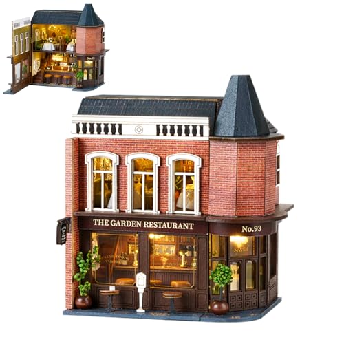 Spilay Puppenhaus DIY Miniatur-Holzmöbel-Set, handgefertigtes Mini-Puppenhaus mit LED, Maßstab 1:24, kreatives Holzhandwerk, Geschenk für erwachsene Freunde von Spilay