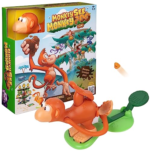 Monkey See Monkey Poo Kinderspiel mit Bananenduft Fake Kot Lustige Spiele | sensorisches Spielzeug | Familienspiele | Lustige Geschenke für Vorschulkinder ab 4 von Spin Master Games