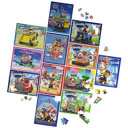 PAW Patrol 12-Puzzle Pack 24 Teile 48 Teile 100 Teile Kinder Puzzles Chase Marshall Skye Everest Rubble Zuma Rocky, für Vorschüler ab 4 Jahren von Spin Master Games