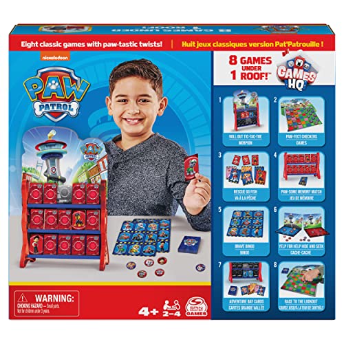 PAW PATROL, Games HQ Brettspiele für Kinder Checkers Tic Tac Toe Memory Match Bingo Go Fish Kartenspiele Spielzeug, für Kinder ab 4 Jahren von Spin Master Games