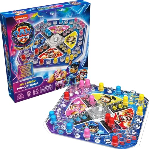 Paw Patrol The Mighty Movie soziales Brettspiel Mensch ärgere Dich nicht Pop-Up-Würfel von Spin Master Games