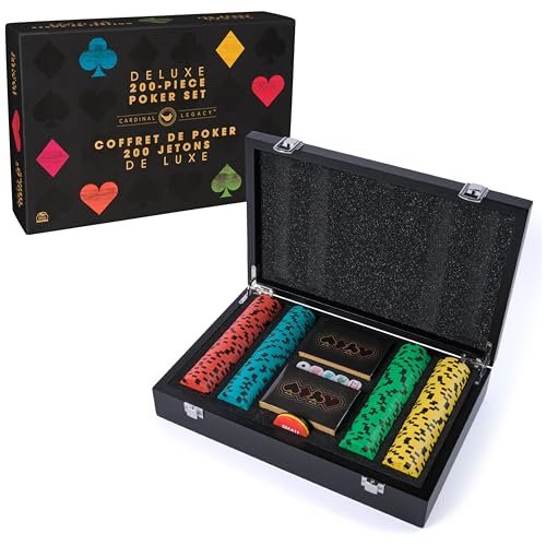 Spin Master Games, Cardinal Legacy Deluxe 200-teiliges Pokerset, Premium zweifarbige Pokerchips in Holzaufbewahrungskoffer, Geschenke für Teenager, ab 10 Jahren von Spin Master Games