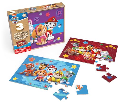 PAW Patrol Holzpuzzle-Sammlung, 3er Set mit Stabiler Holzbox zur Aufbewahrung, 24-teilige Kinderpuzzles, Puzzle-Spaß für Vorschulkinder ab 3 Jahren von PAW PATROL